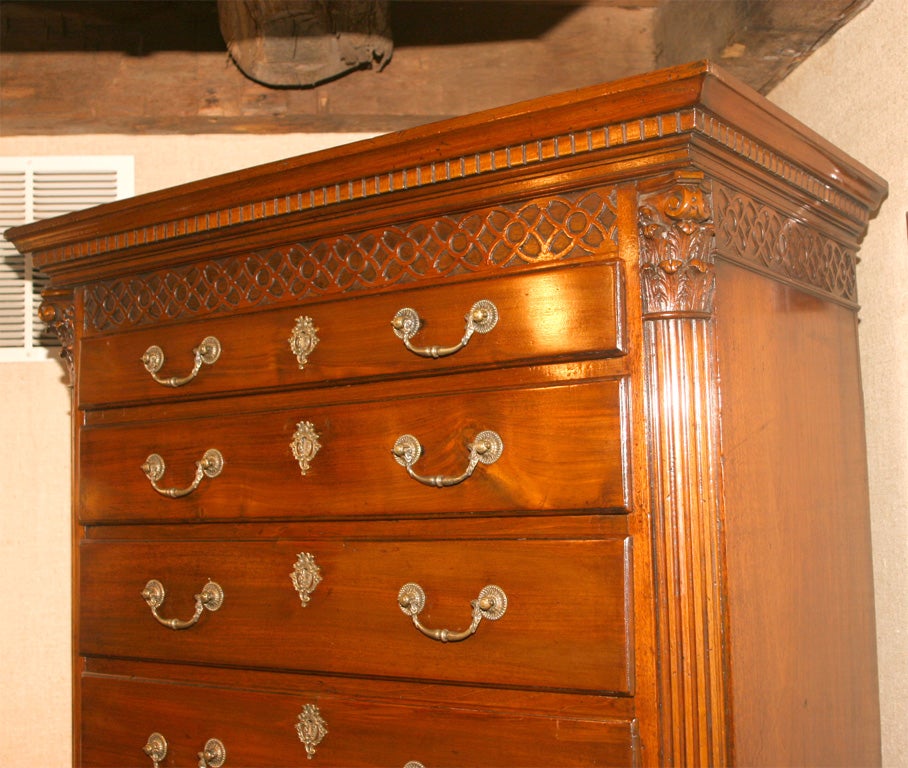 Irish Tall Boy Chippendale Chest on Stand