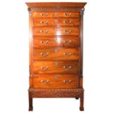 Irish Tall Boy Chippendale Chest on Stand
