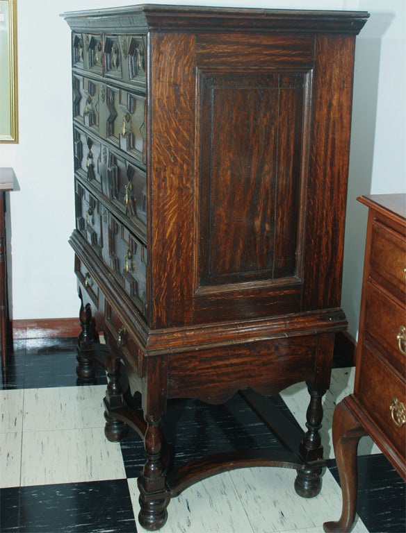 Oak Jacobean Revival Chest on Stand 1