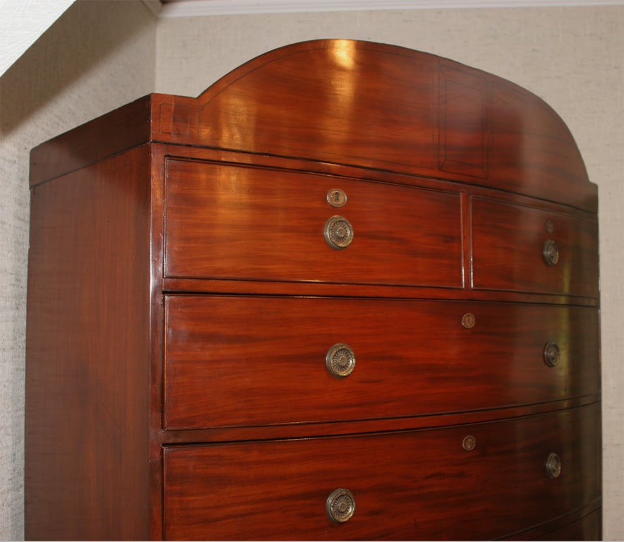 Sheraton English Mahogany Bow Front Chest on Chest For Sale