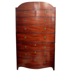 Used English Mahogany Bow Front Chest on Chest