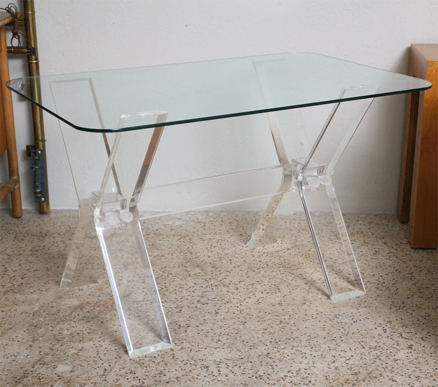 70's Lucite Trestle Table/Desk