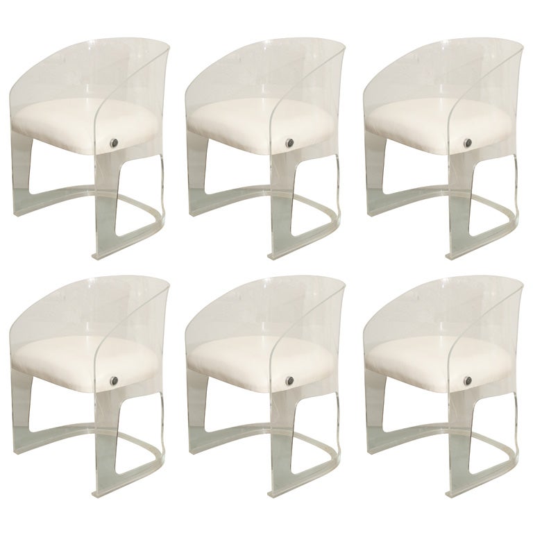 Set of Six Lucite Chairs by Vladimir Kagan