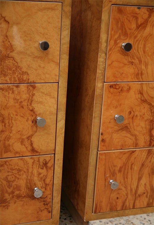 Pair of Burlwood Night Stands in the Manner of Milo Baughman 3
