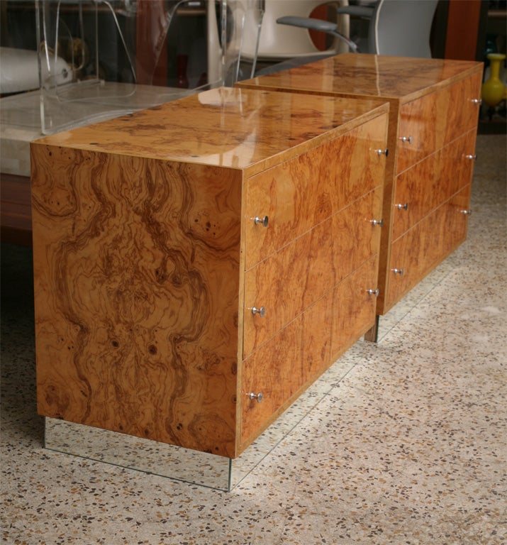Pair of Burlwood Night Stands in the Manner of Milo Baughman 4