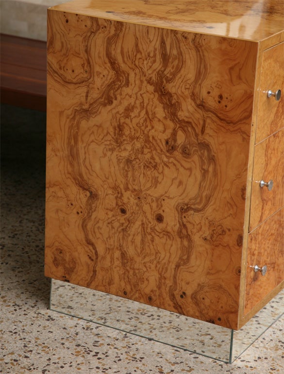 Pair of Burlwood Night Stands in the Manner of Milo Baughman 5