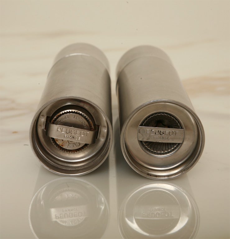 20th Century Pair Peugeot Steel Salt and Pepper Mills