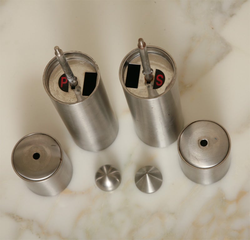Pair Peugeot Steel Salt and Pepper Mills 1