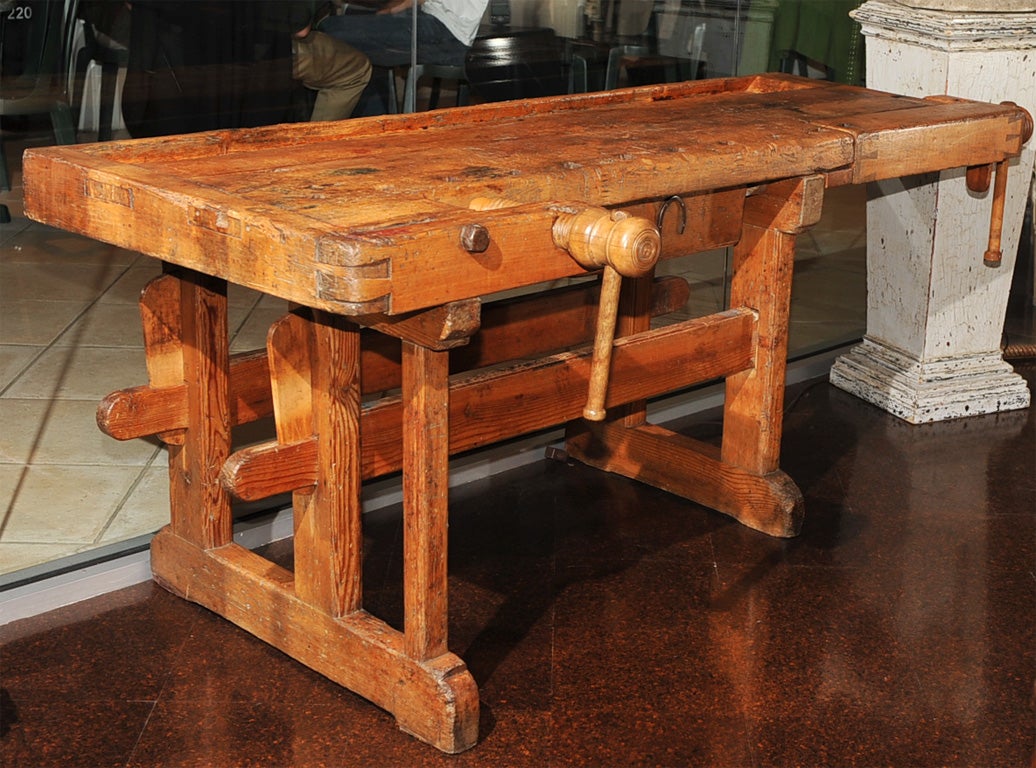 Rustic Pine Wood Worker's Bench