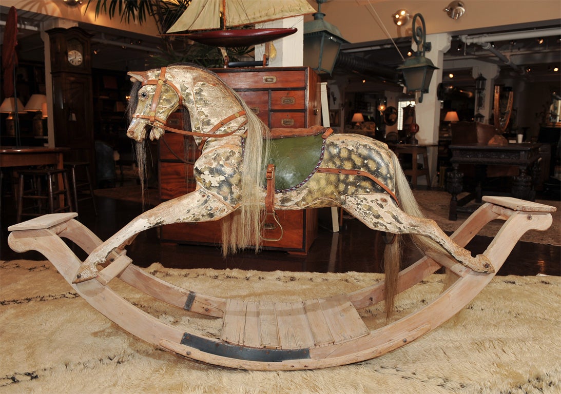 French Very Large Scale Painted Rocking Horse