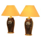 Gun metal black glass lamps