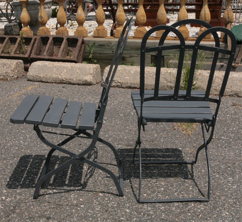 Iron Set of 4  French Garden Folding Chairs