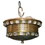 Attributed to Jansen Brass Flush Fixture embedded with crystals
