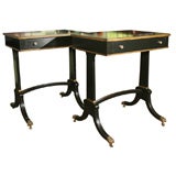 Pair of Black Lacquered Sofa-end or Bedside Tables
