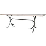 Used Teak Table Top With Metal Base