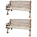 Antique Pair of French Park Benches