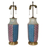 Antique Pair of Art Deco Lustre Limoges Lamps Converted from Vases