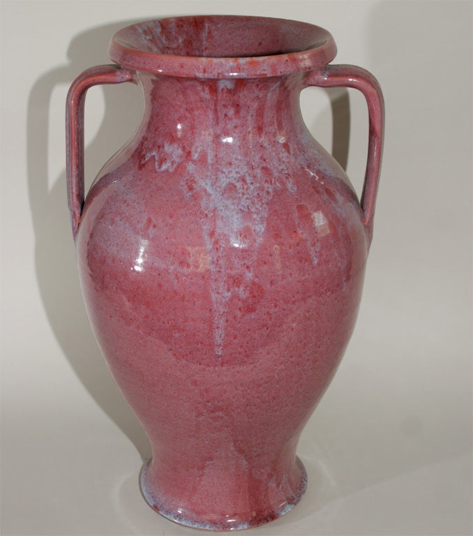Flambe Pink Glaze North Carolina Art Pottery Floor Vase