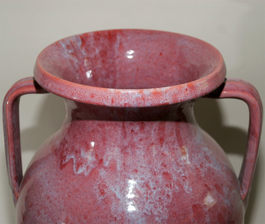 American Flambe Pink Glaze North Carolina Art Pottery Floor Vase