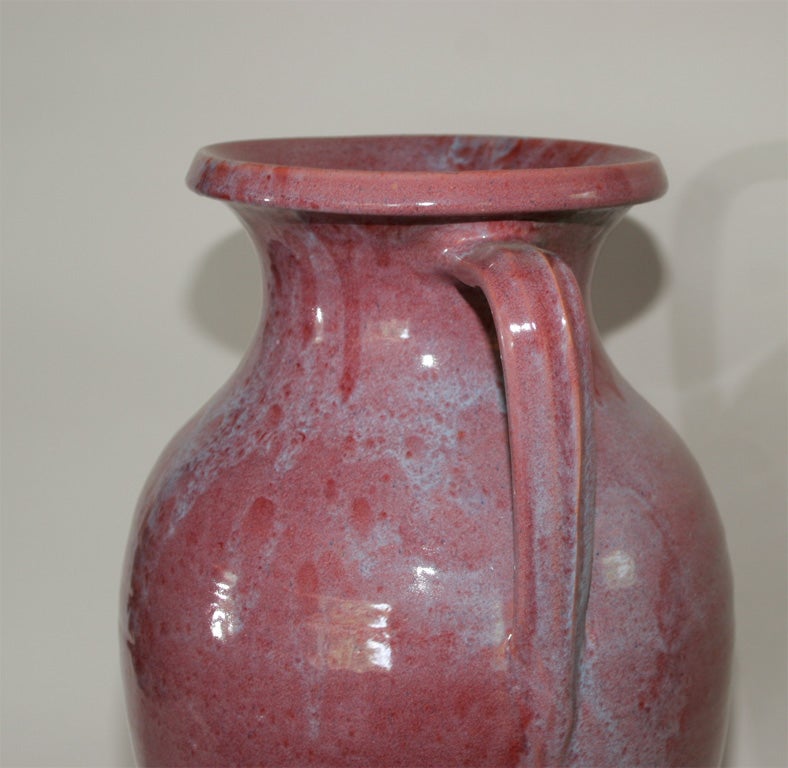 Mid-20th Century Flambe Pink Glaze North Carolina Art Pottery Floor Vase