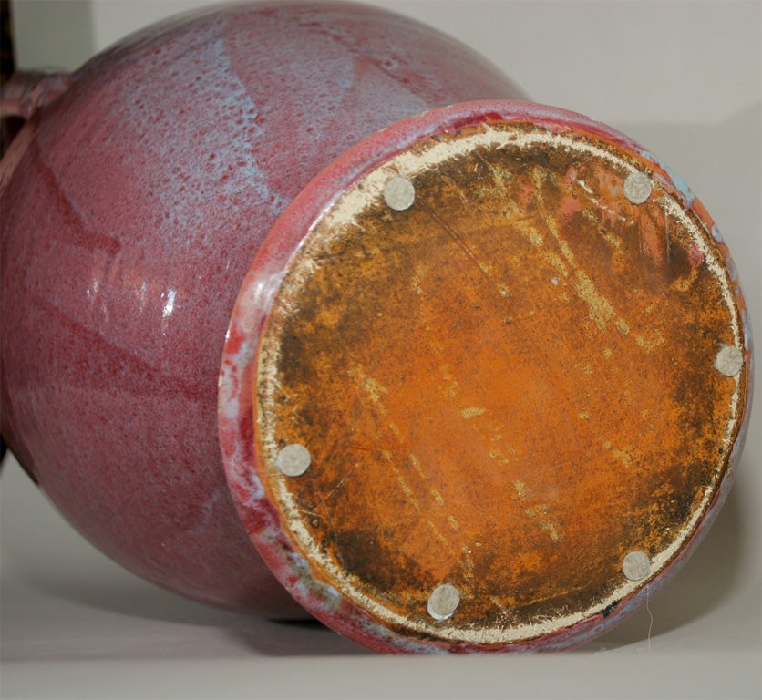 Flambe Pink Glaze North Carolina Art Pottery Floor Vase 1