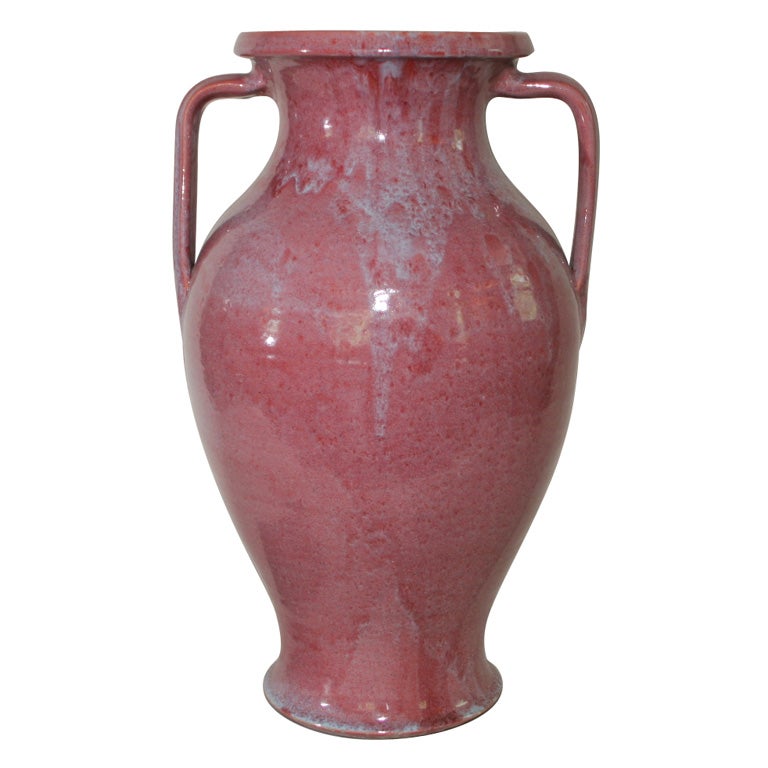 Flambe Pink Glaze North Carolina Art Pottery Floor Vase