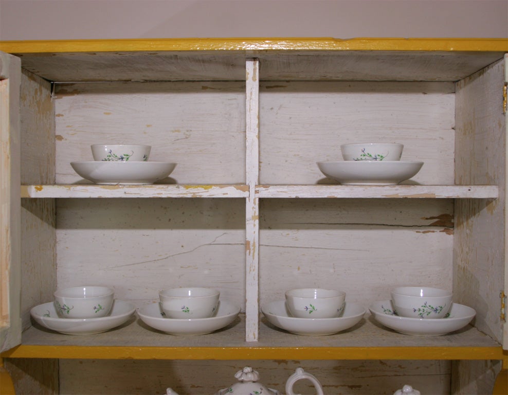 Pine Lovely Vintage Child's Cupboard with Sprigware Child's Tea Set