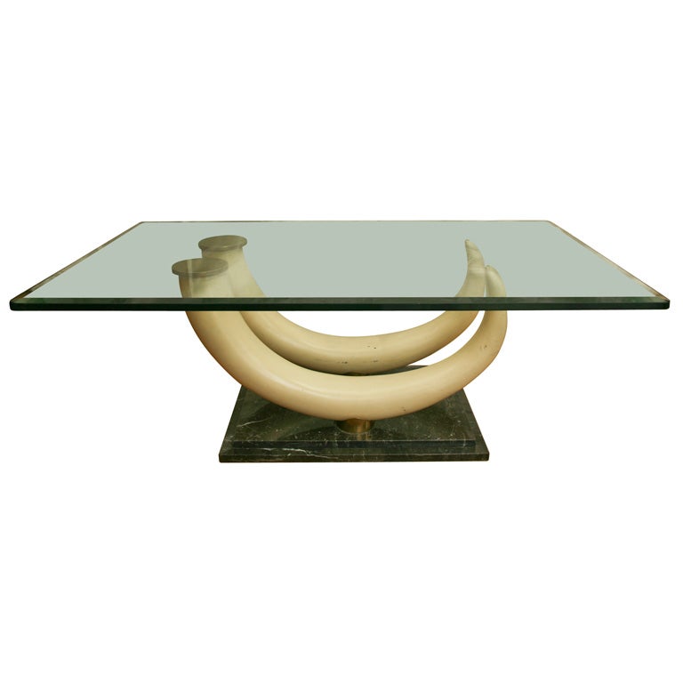 Faux  Ivory Tusk coffee table For Sale
