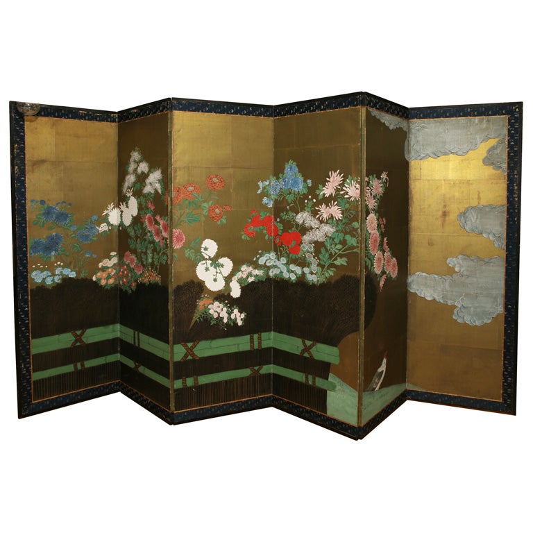 Six paneled Oriental Screen For Sale