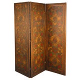Leather Embossed 3-Panel Screen C. 1900's