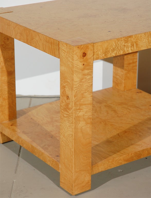 Milo Baughman-Inspired Burl Wood Parsons Side Table