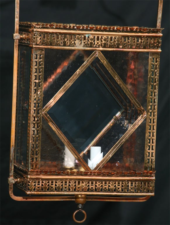 Early Gas Lantern with Beveled Glass