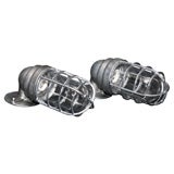 Pair Large Crouse Hinds Vapor Proof Wall Lights with Caged Glass