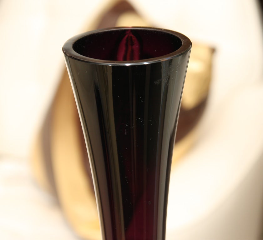 Tall, beautiful glass vase from Sweden by Skruf, C 1950.