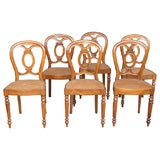 6 Continental fruitwood dining chairs