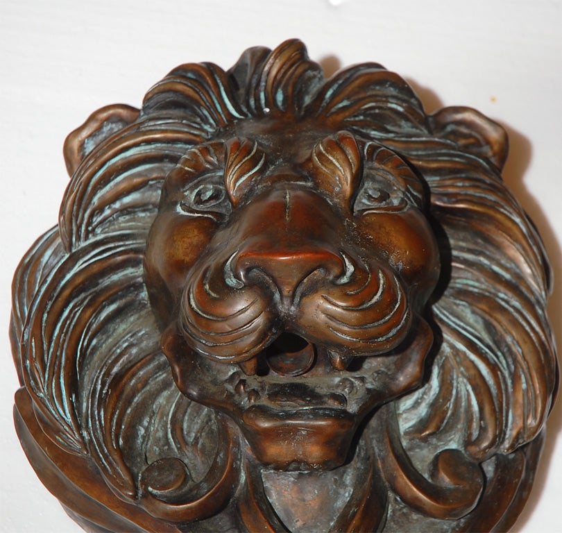 American New Cast Bronze Lion's Head Fountain Spitter