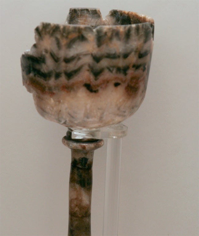 18th Century Late 18th C. Blue John Chalice Artifact mounted on Lucite Stand  For Sale