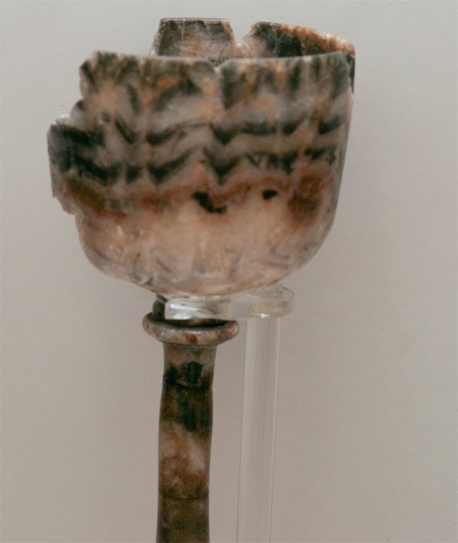 Late 18th C. Blue John Chalice Artifact mounted on Lucite Stand In Good Condition For Sale In Hudson, NY