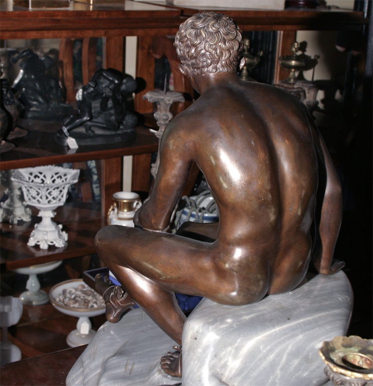 Very Fne19th Century Italian Bronze Statue of Seated Mercury In Excellent Condition In Hudson, NY