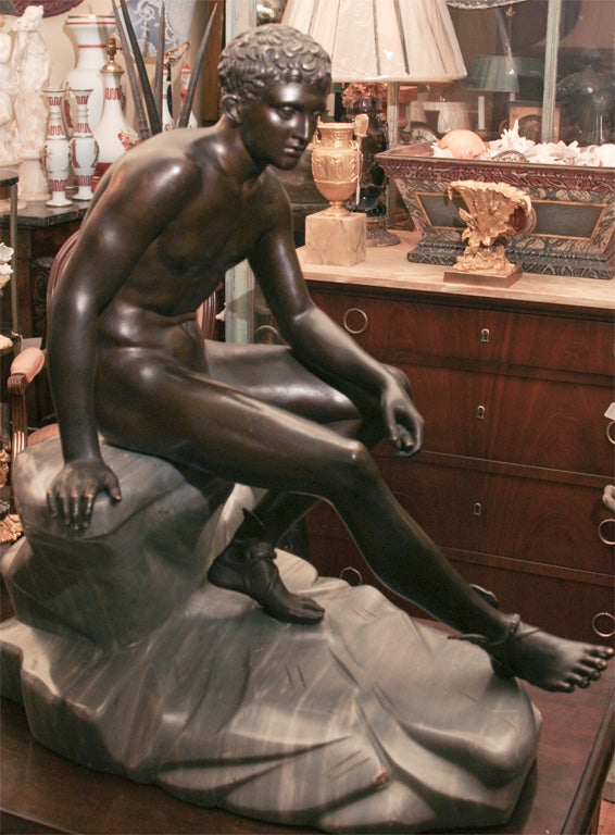 Very Fne19th Century Italian Bronze Statue of Seated Mercury 1