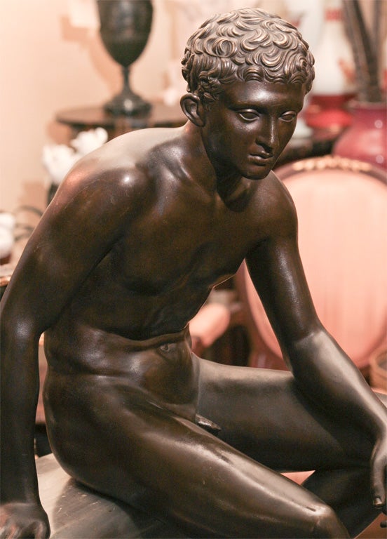 Very Fne19th Century Italian Bronze Statue of Seated Mercury 3