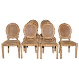 Set of Eight Carved Wood Chairs
