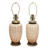 Pair of Speckled Ceramic Lamps