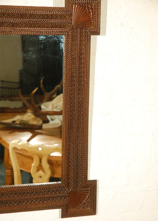 Mirror with Tramp Art Style Frame