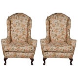 Pair Wing Back Arm Chairs
