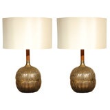 Pair Of Brass Laurel Lamp