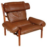 Solid Rosewood And Leather Arne Norell Inca Chair