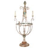 OLD Iron and Wood Table Candleabra