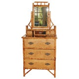 Antique C. 1910 English Bamboo , Grassmat  and Choinoiserie Cabinet