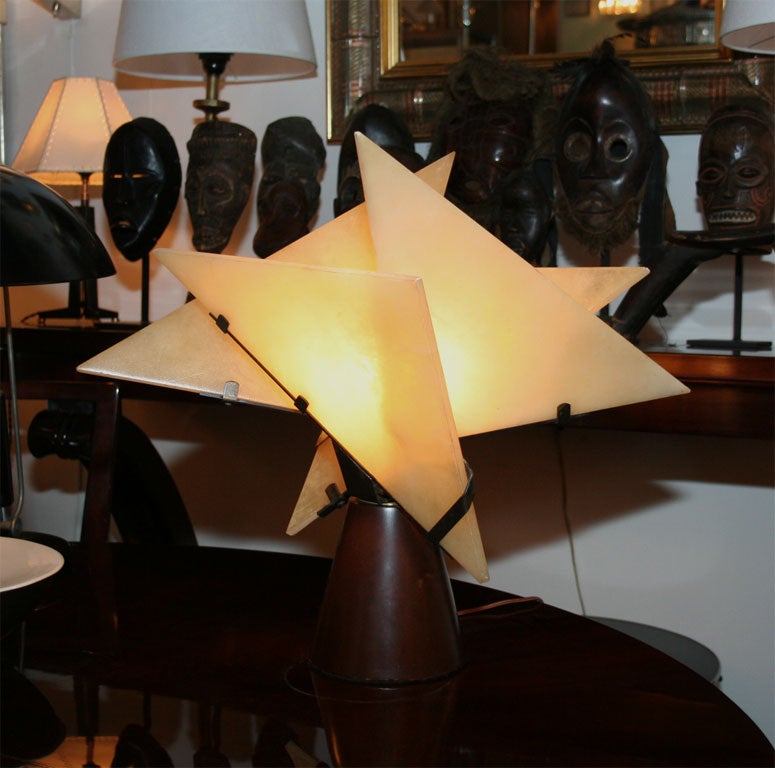 20th Century Bronze and Alabaster Lamp,  Re-Edition by Pierre Chareau For Sale